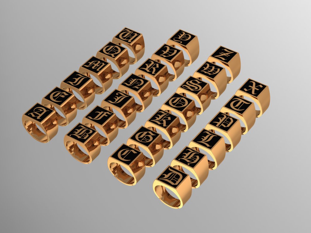 Old English Letter Rings Collection