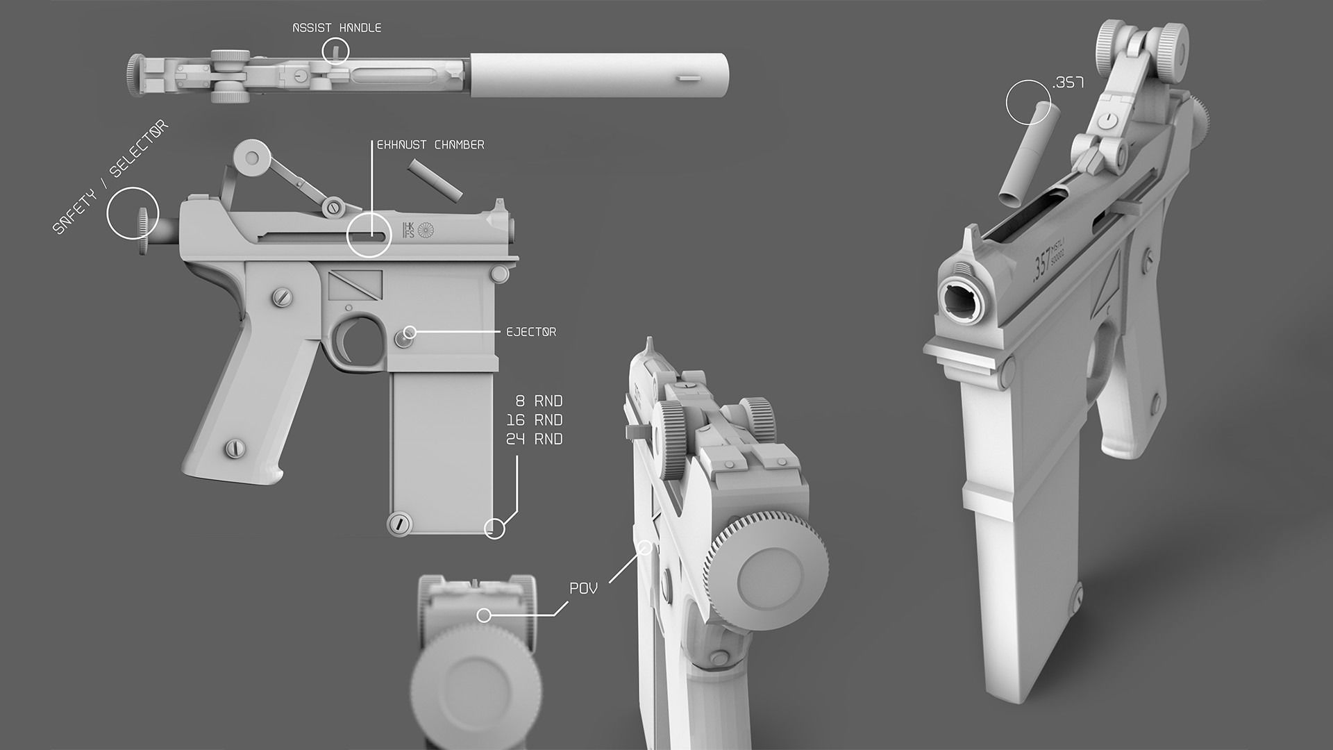 Industrial Modeling and Rendering | Guns and Weapons