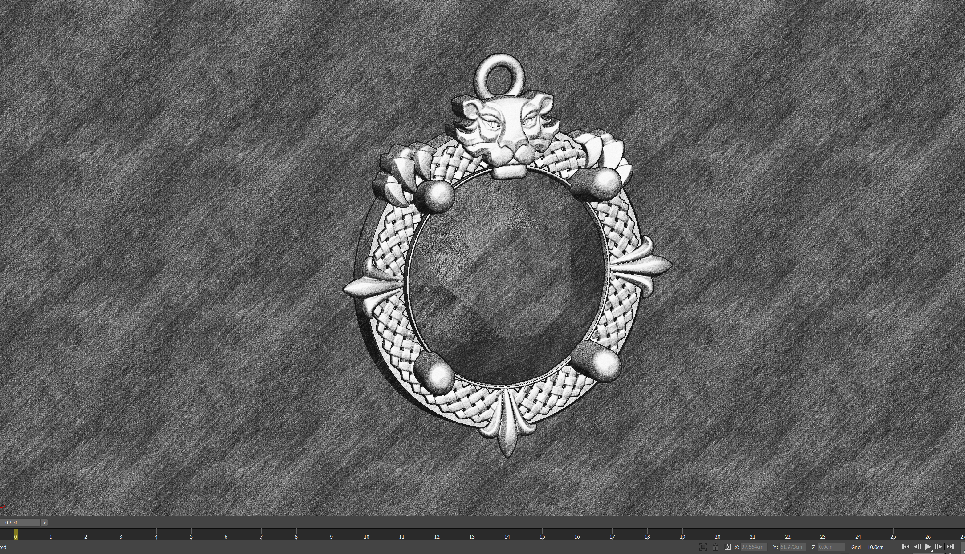 Diamond Guard Lion pendant jewelry gold necklace medallion 3D print model