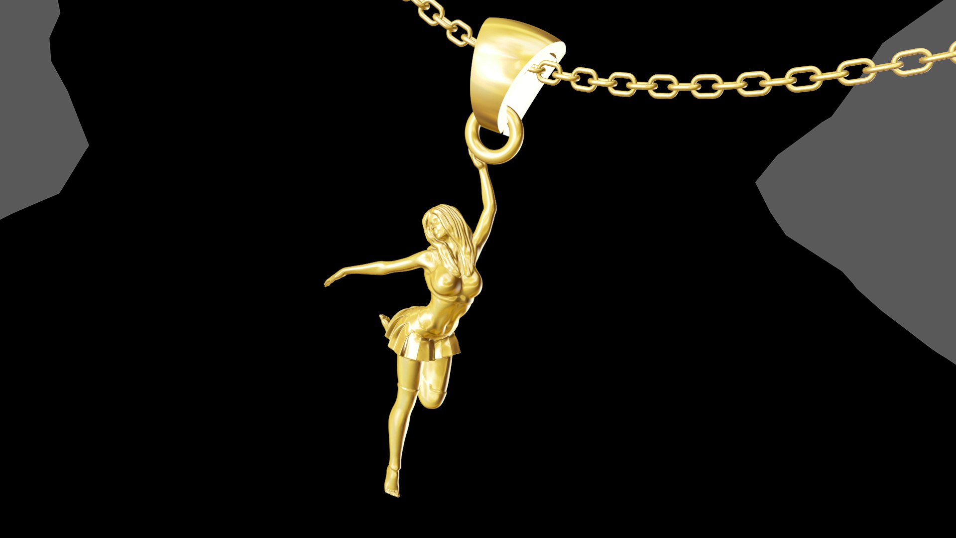 Dancer medallion Statue Sculpture pendant jewelry gold 3D print model