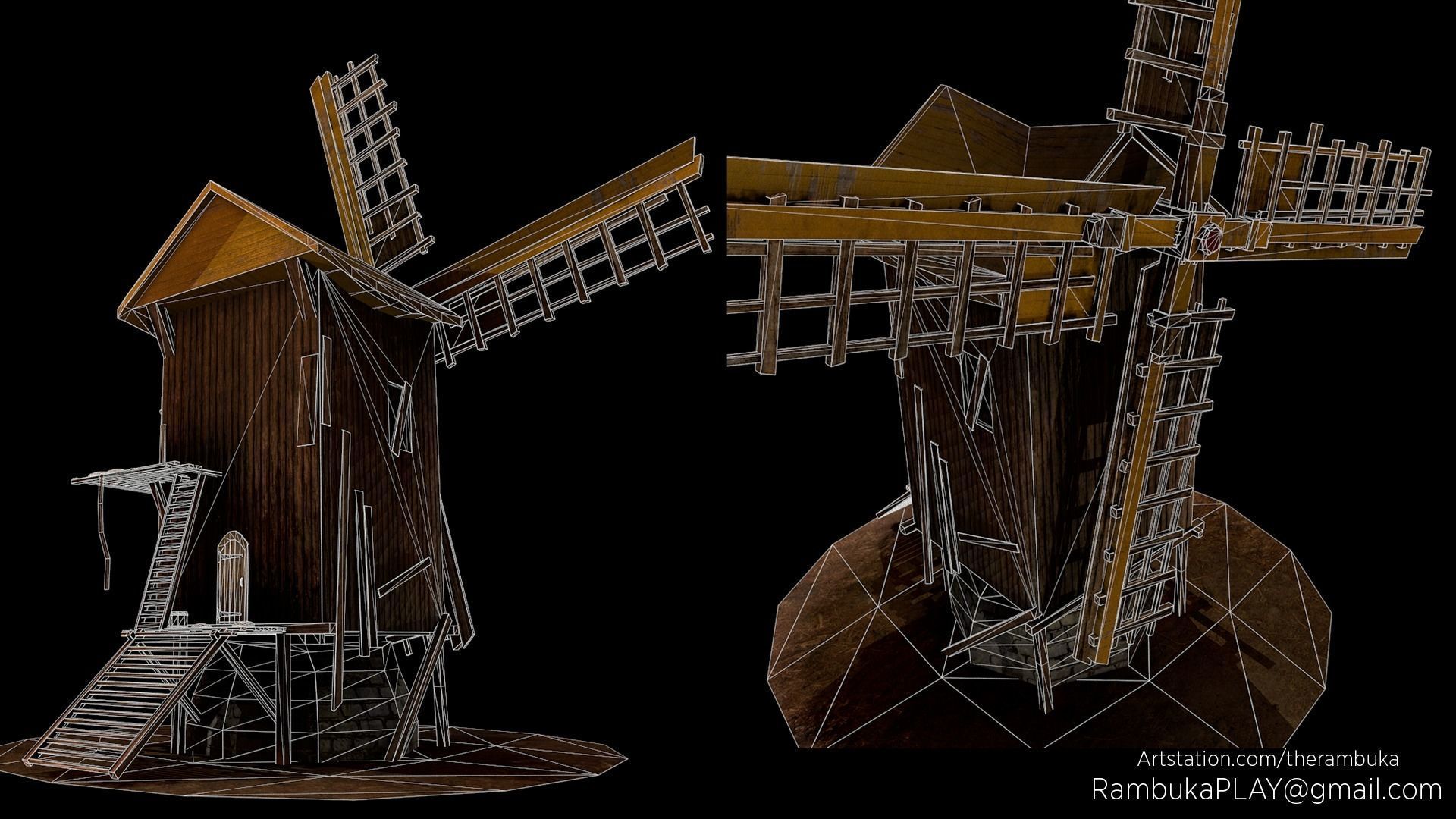 Medieval Asset Pack - Game ready Windmill Build Props Low poly 3D Model Collection