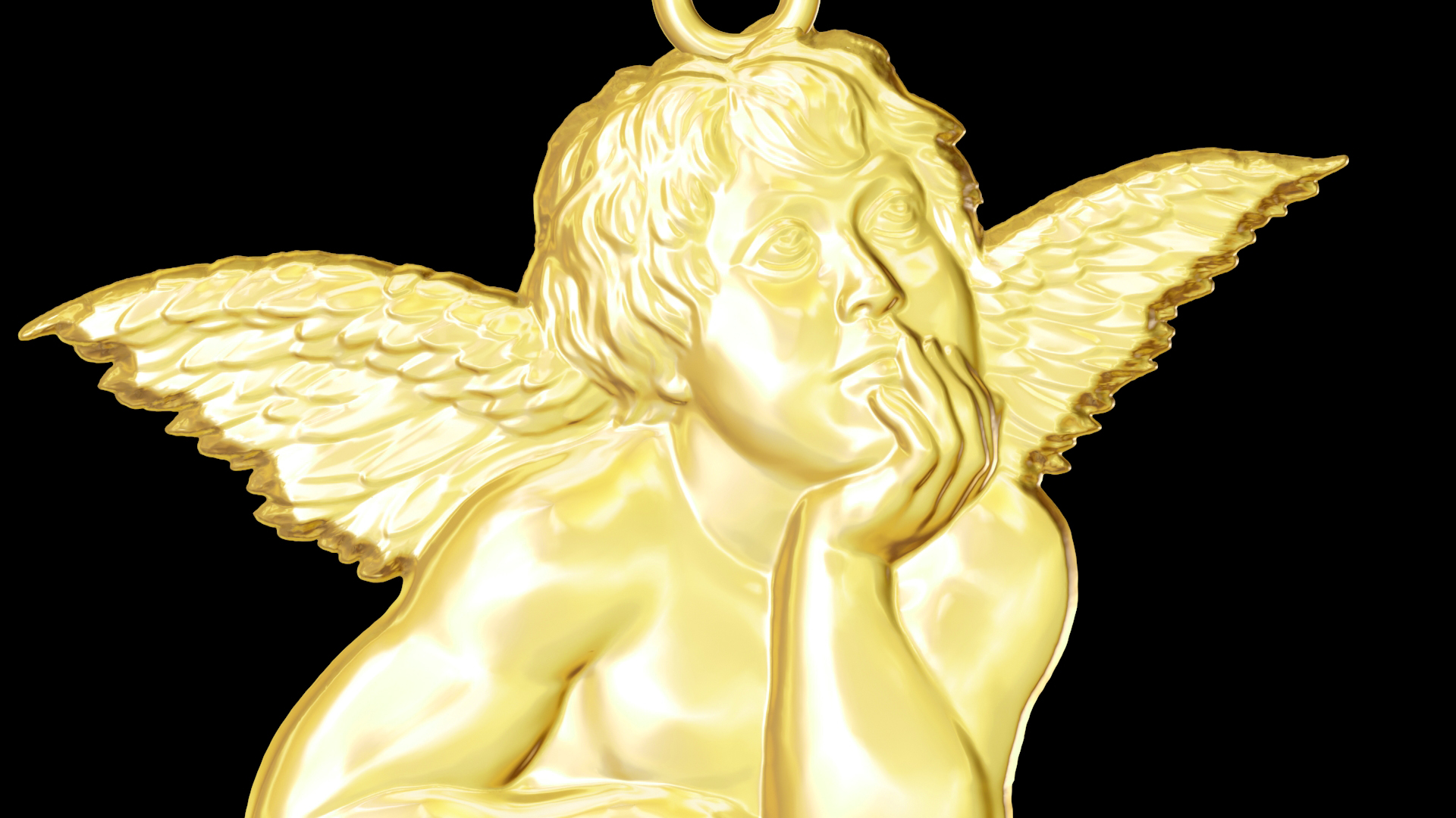 Teenage Angel medallion statue sculpture pendant jewelry gold 3D print model