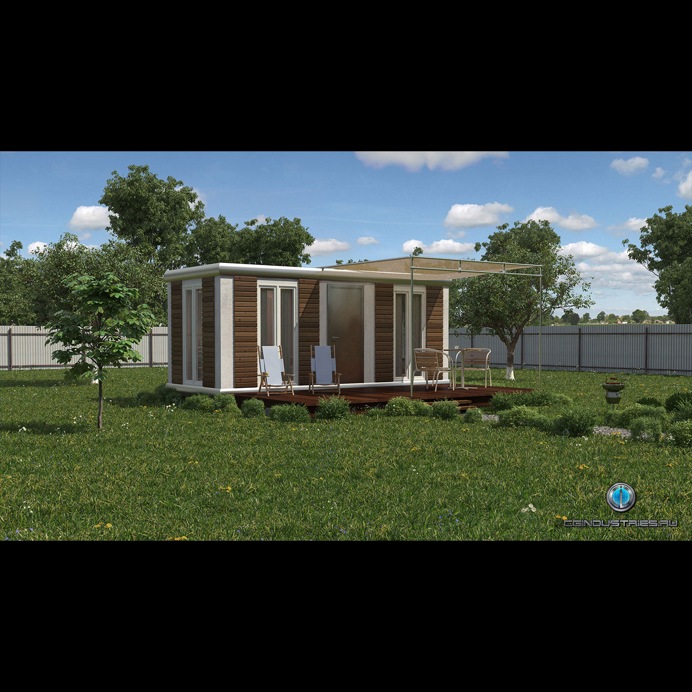 Visualization of modular block containers for summer cottages