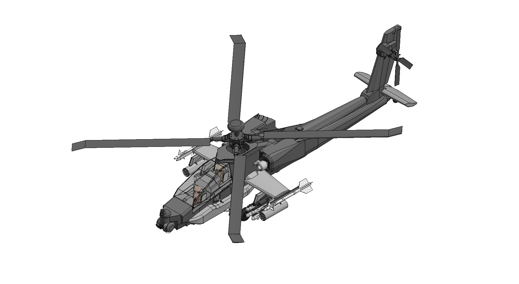 Apache attack helicopter design 3D Model 3D print model