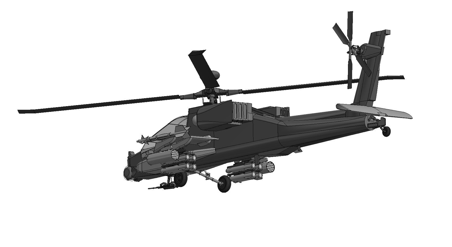 Apache attack helicopter design 3D Model 3D print model