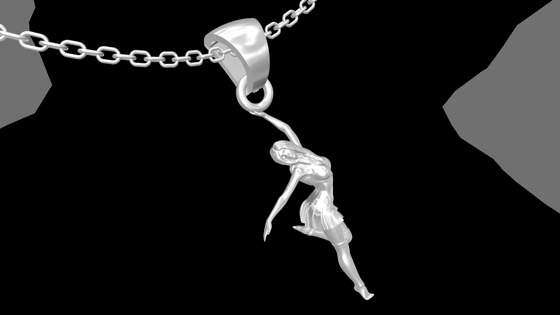 Dancer medallion Statue Sculpture pendant jewelry gold 3D print model