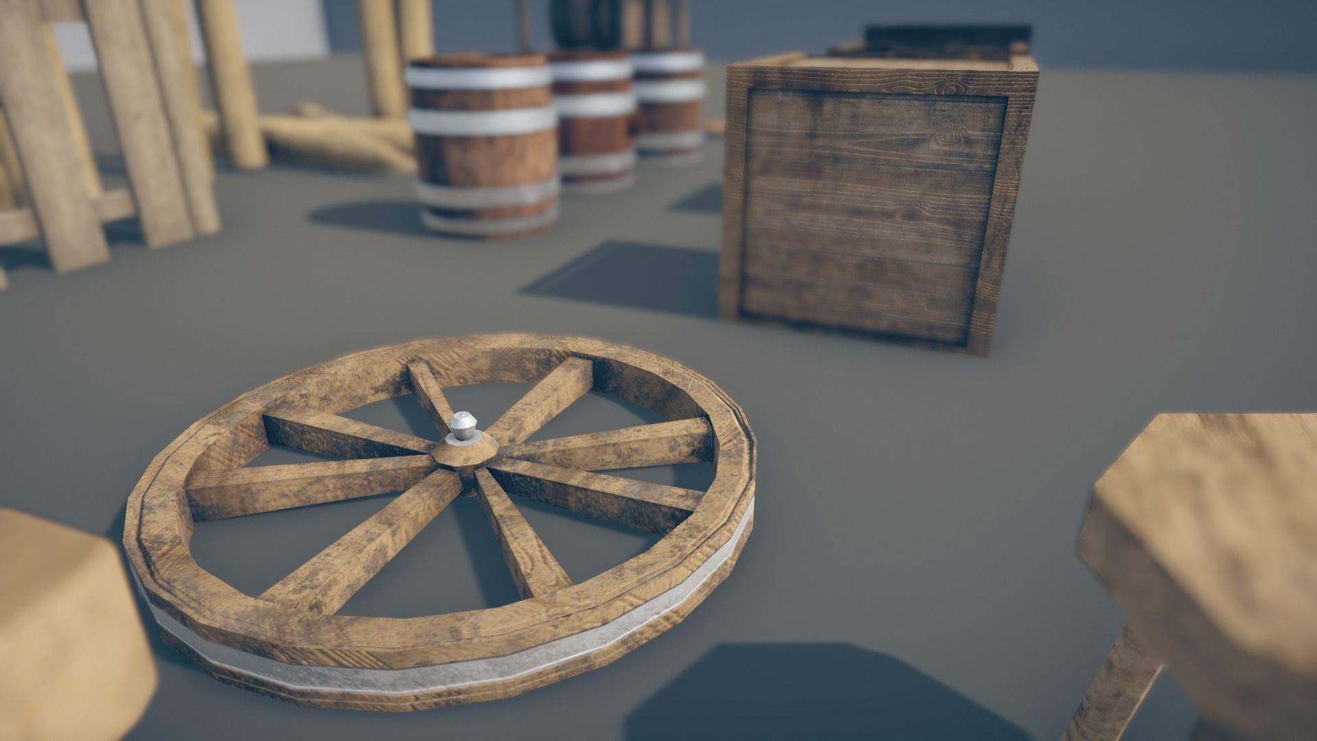 Medieval Asset Pack - Game ready Windmill Build Props Low poly 3D Model Collection