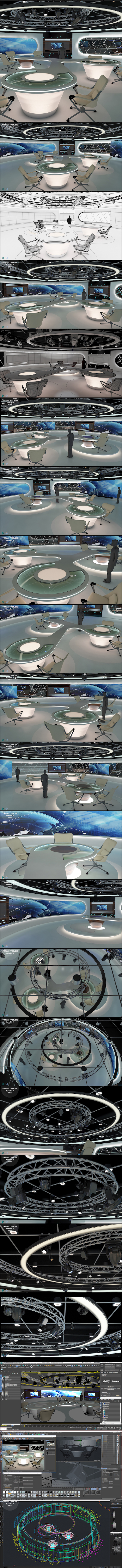 Virtual TV Studio News Set 28 - 3D Model Designs