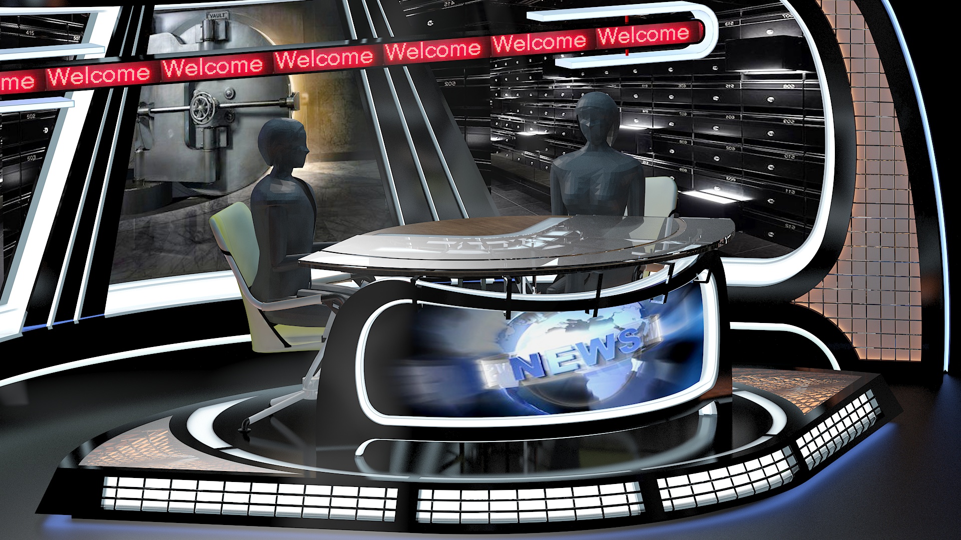 Virtual TV Studio News Set 34