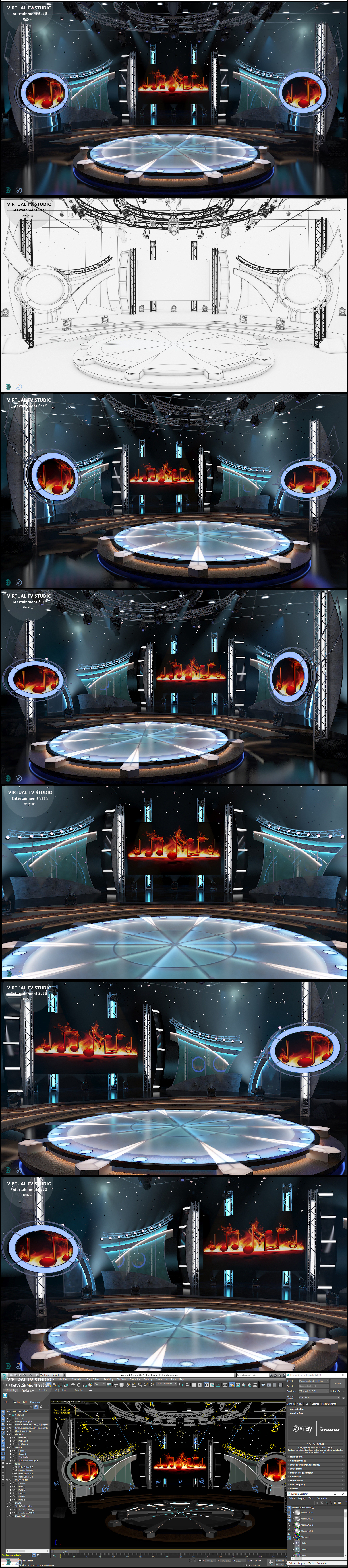 Virtual TV Studio Entertainment Set 5  - 3D Model Designs