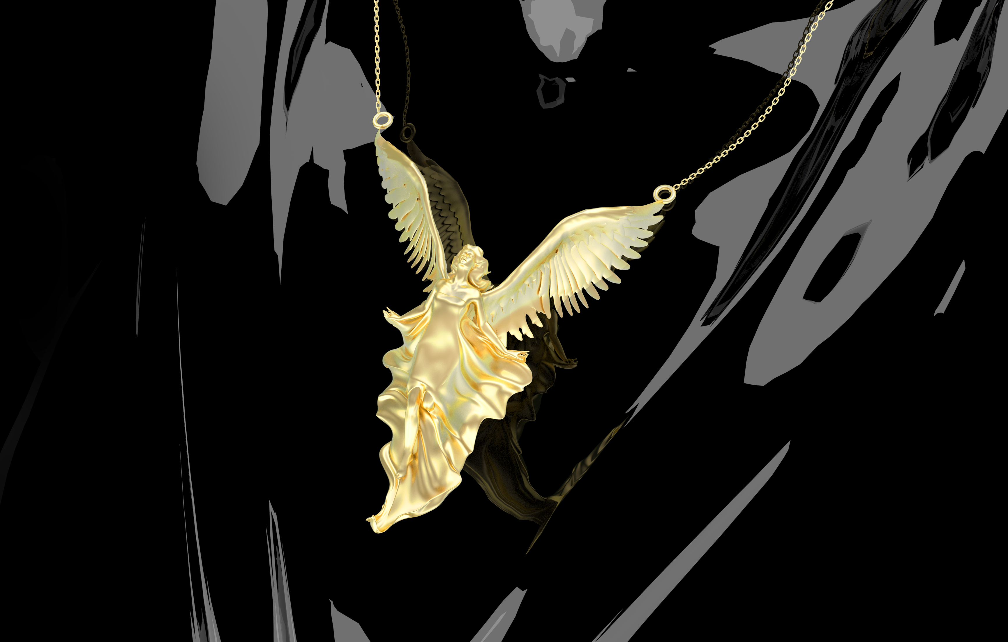 Angel the Wind Pendant Jewelry Gold 3D print model