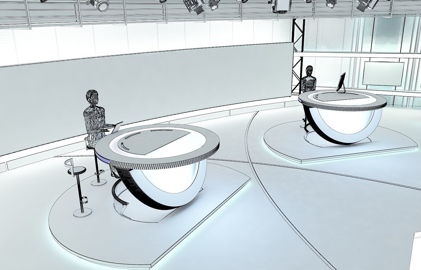 3D Virtual TV Studio News Set 3