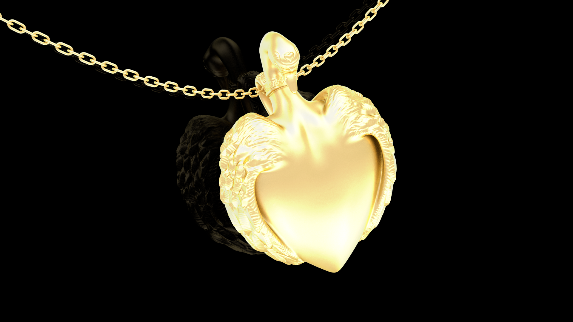 Swan Heart Pendant jewelry Gold 3D print model