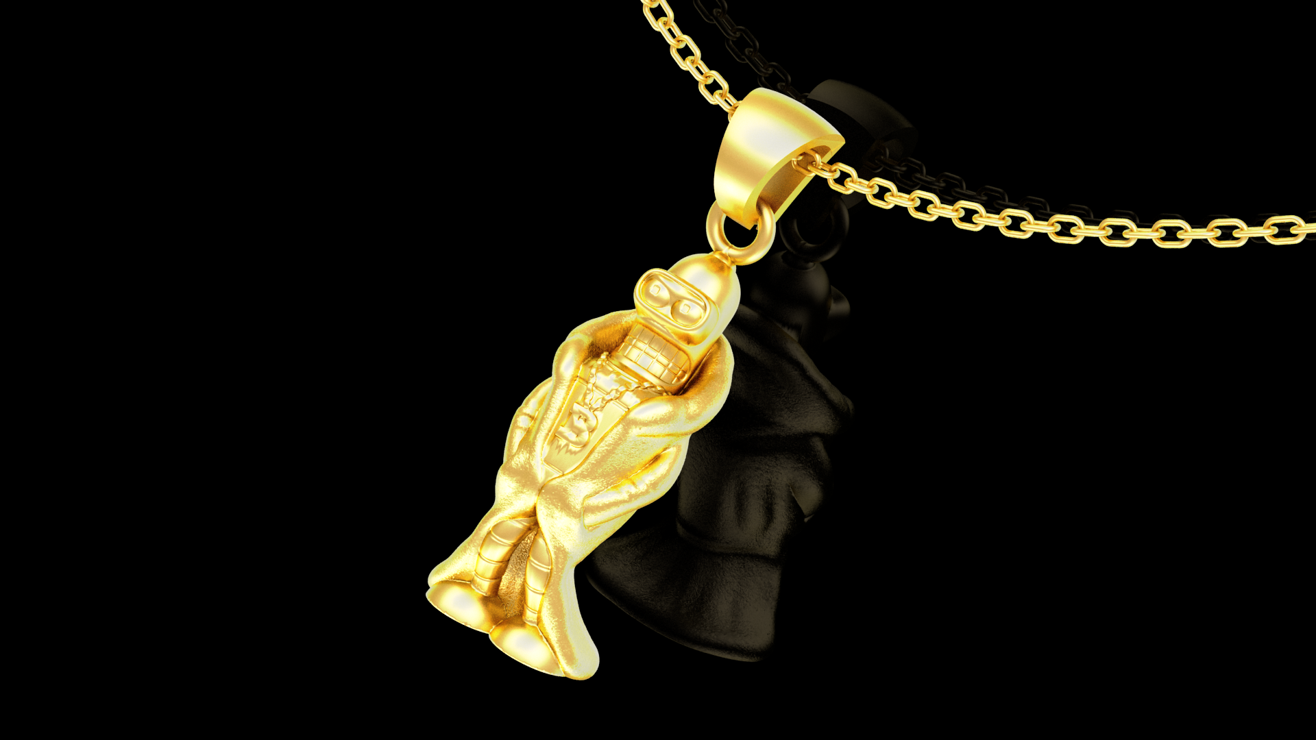 Bender Futurama Simpson Sculpture pendant jewelry gold necklace 3D print model