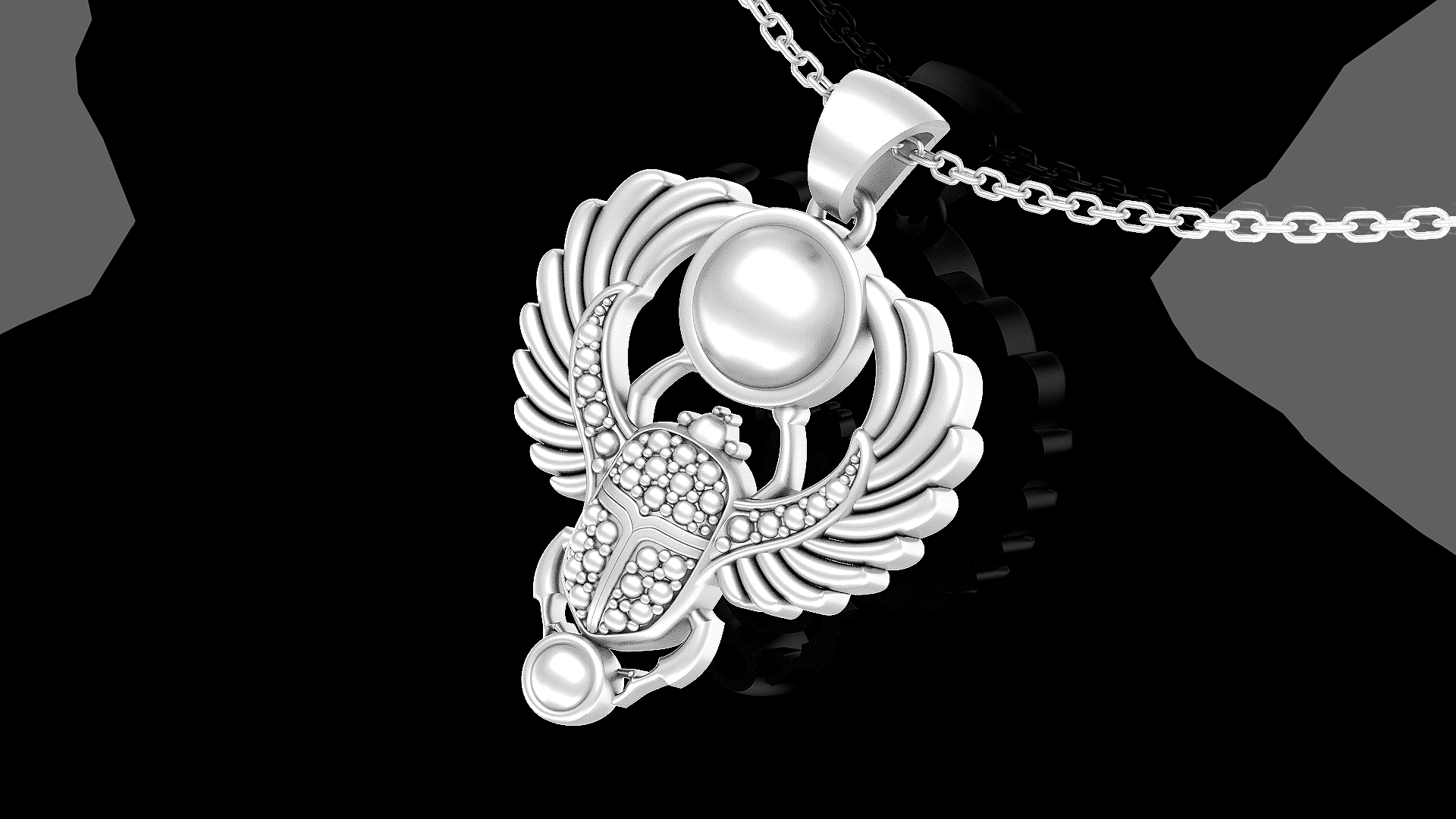 Scarab Egyptian symbol pendant jewelry gold necklace medallion 3D print model