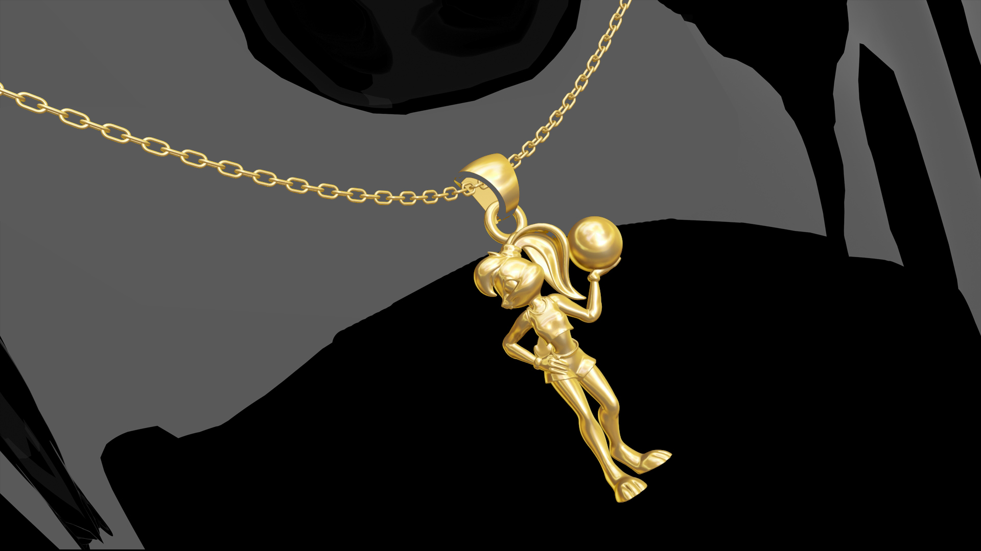Lola bunny Figure bunny sculpture pendant jewelry gold necklace 3D print model
