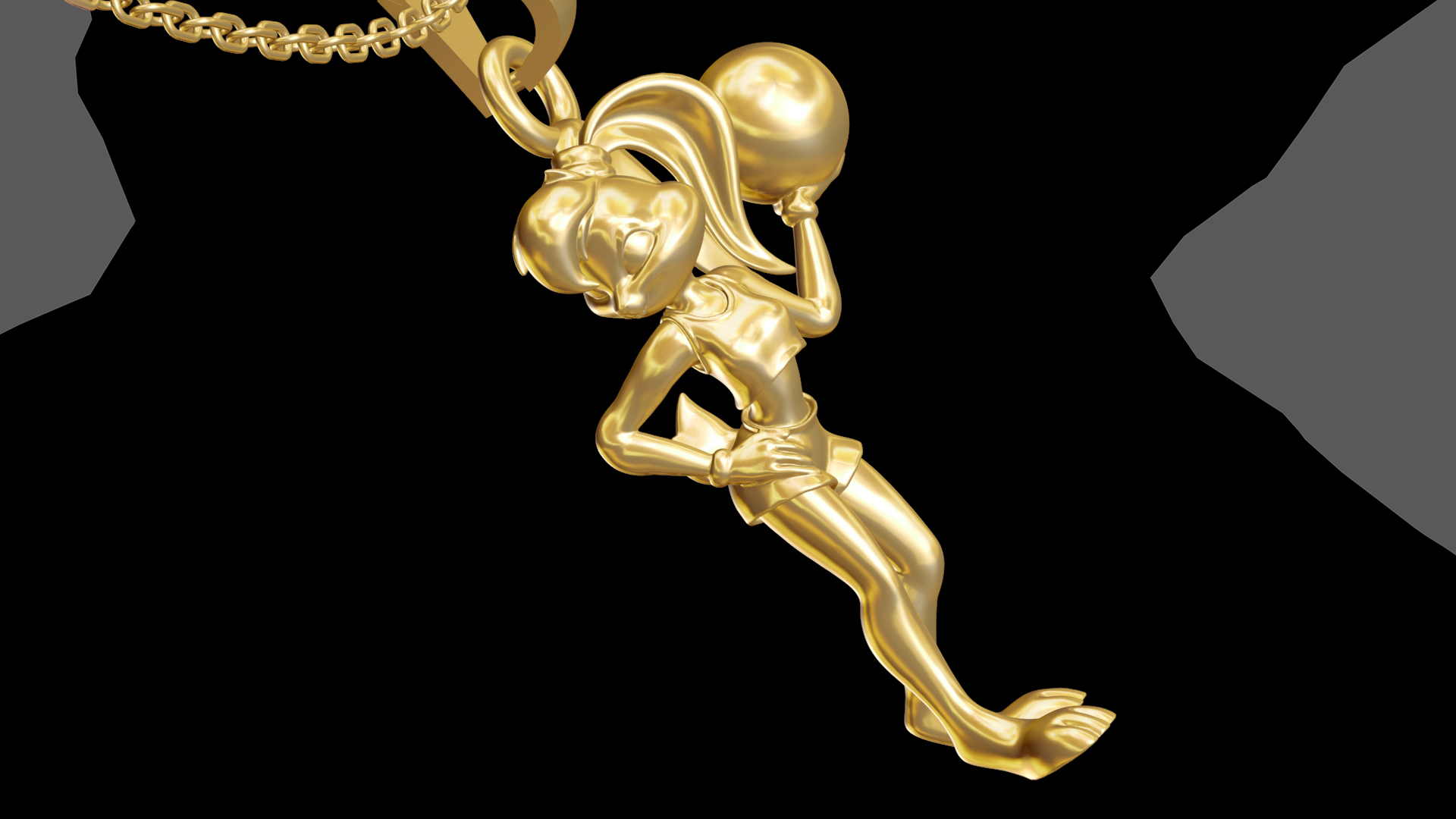 Lola bunny Figure bunny sculpture pendant jewelry gold necklace 3D print model