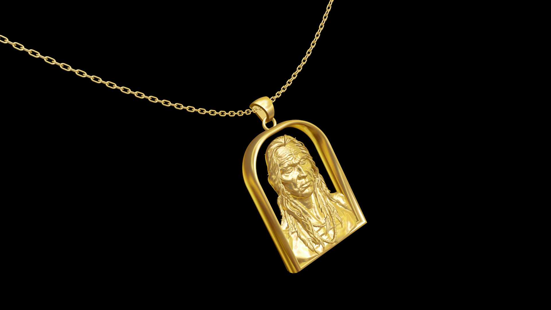 Native American Indian Medicine Man pendant jewelry gold 3D print model