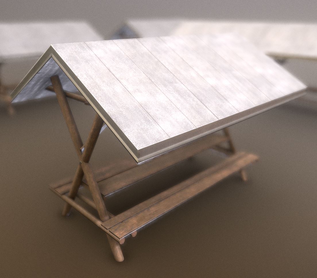  Low-poly Resting Place Table Bench (Blender-2.93.5)