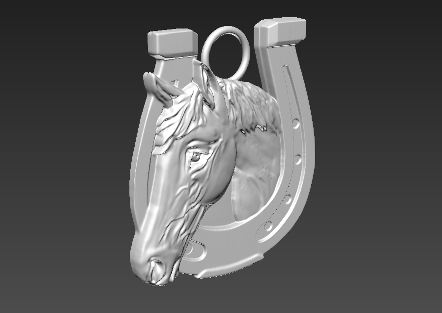Happy Horseshoe Horse Head pendant jewelry gold necklace 3D print model