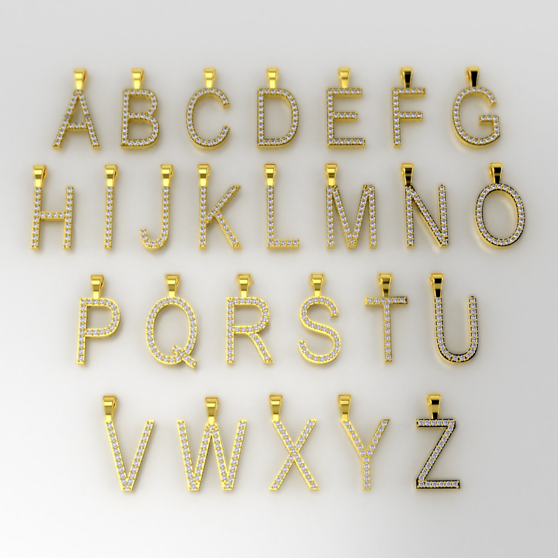 a-z letters lcedout pendant