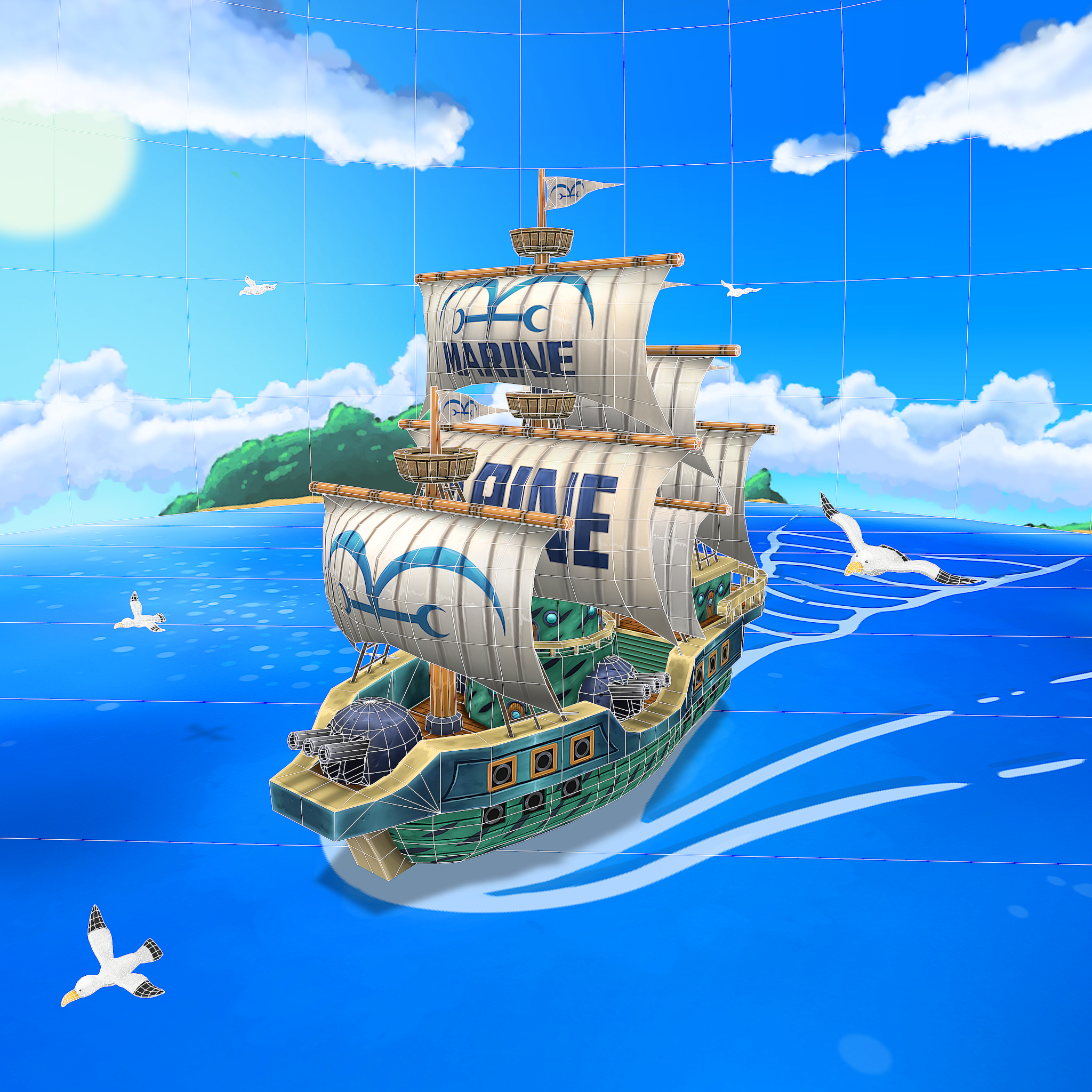 One Piece Marine Ship Low-poly 3D model
