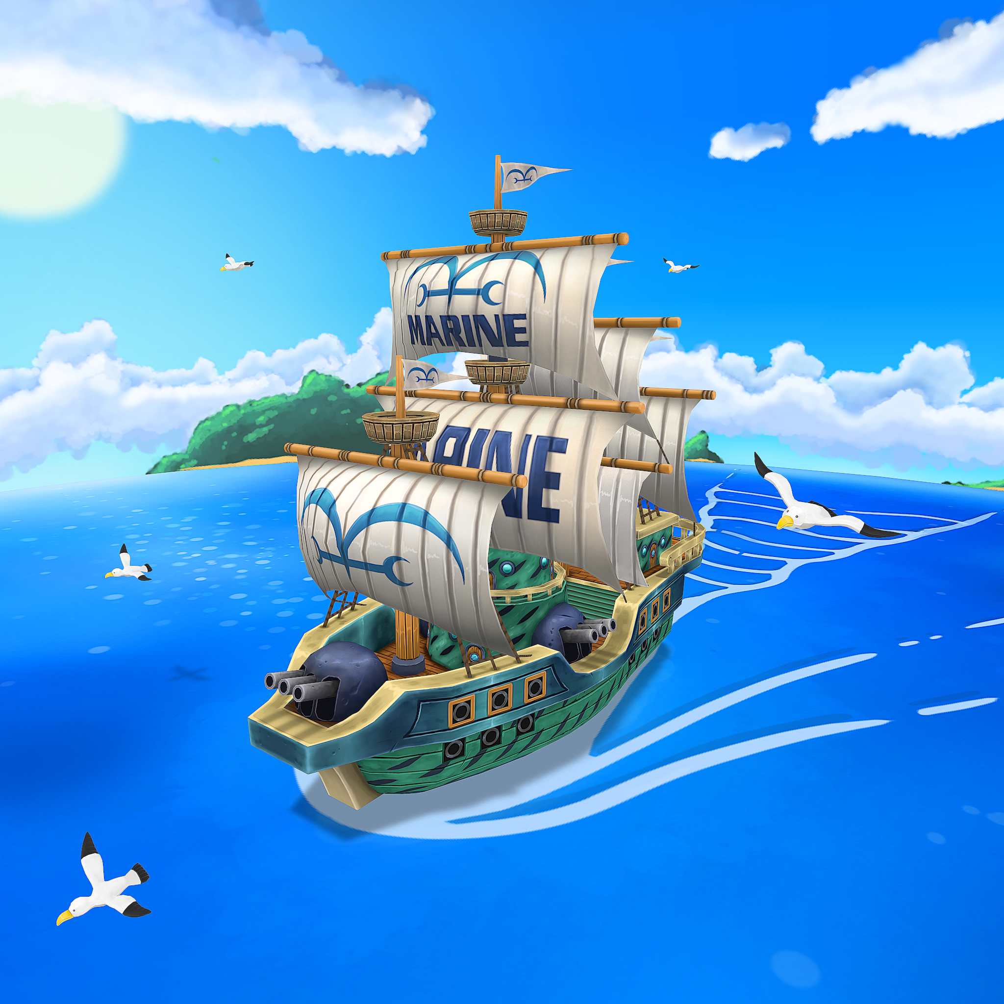 One Piece Marine Ship Low-poly 3D model
