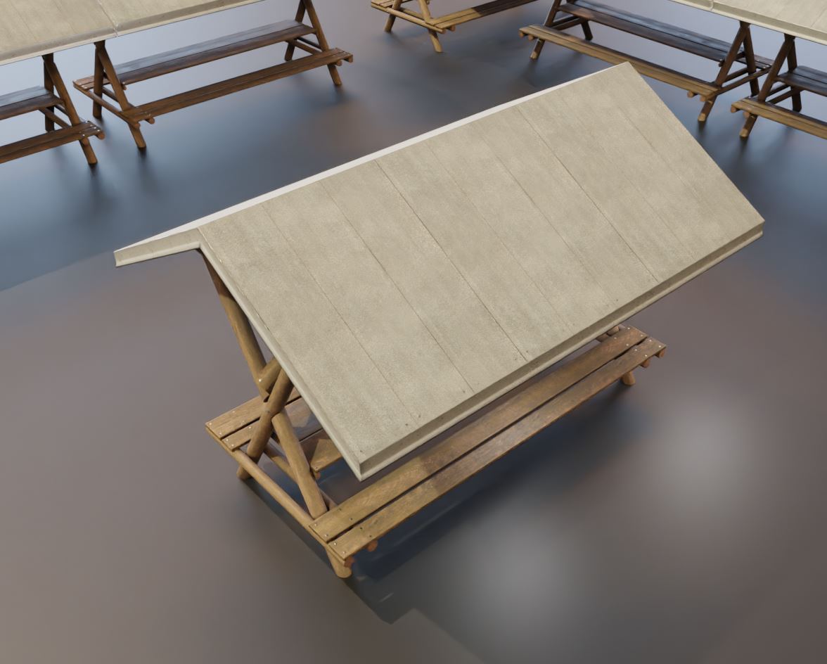  Low-poly Resting Place Table Bench (Blender-2.93.5)