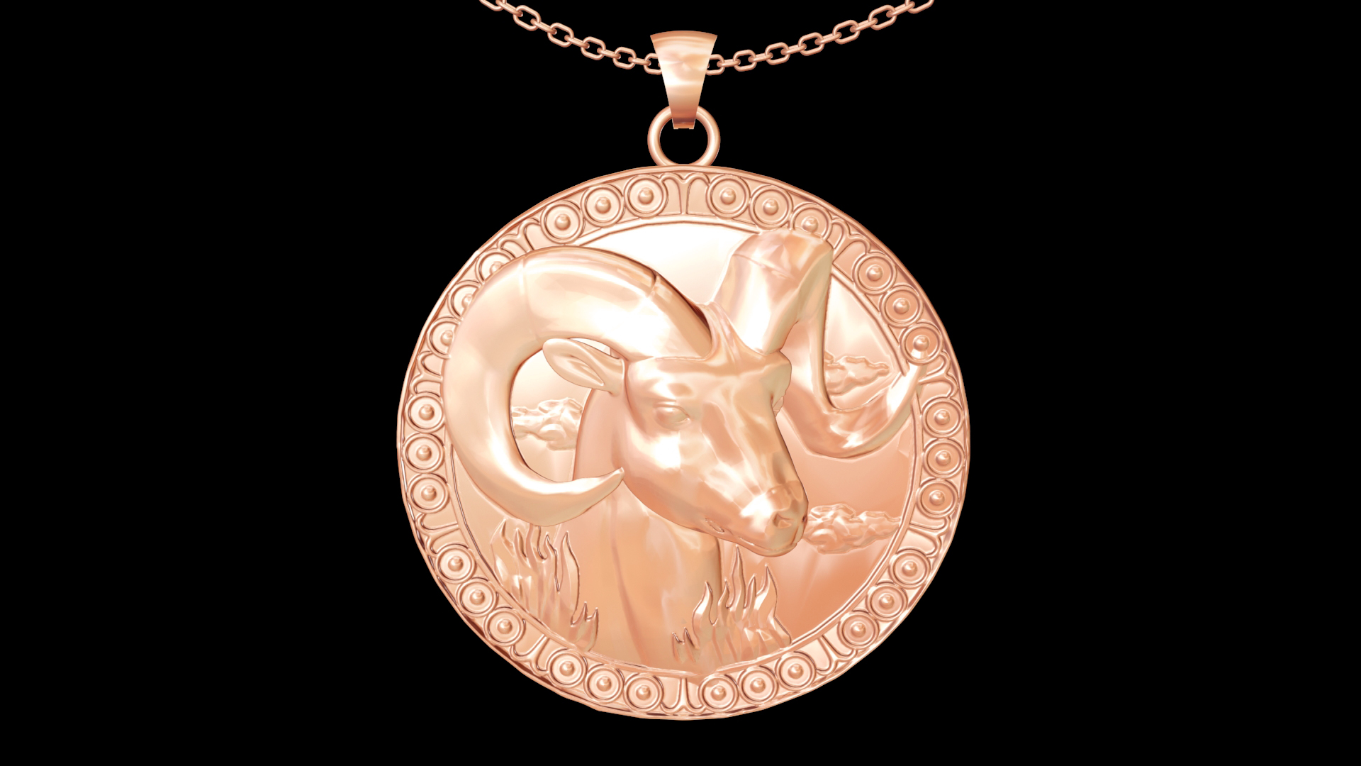 Sheep Head pendant jewelry gold necklace medallion 3D print model