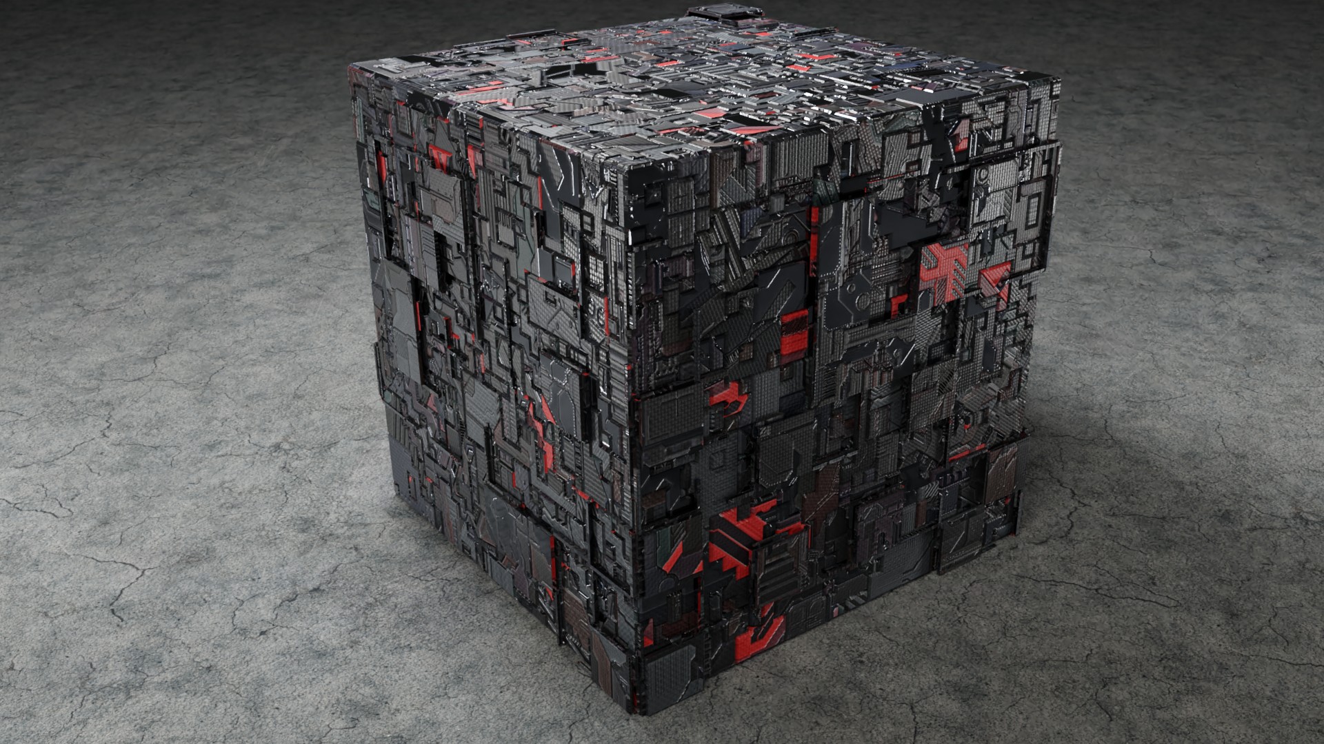 sci-fi cube low poly 3d model