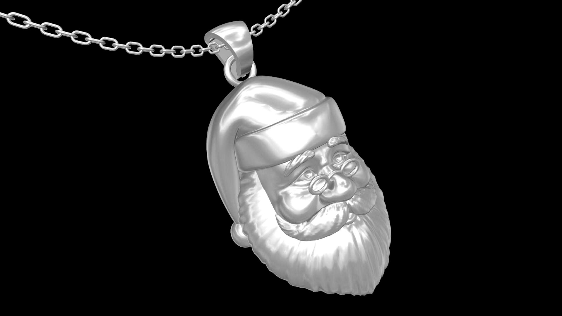 Santa Claus head pendant jewelry gold necklace medallion 3D print model