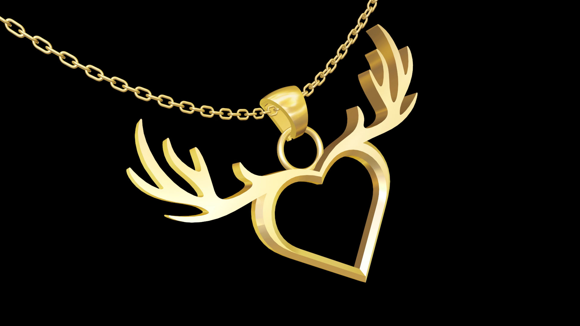 Deer Heart pendant jewelry gold necklace medallion 3d model 3D print model
