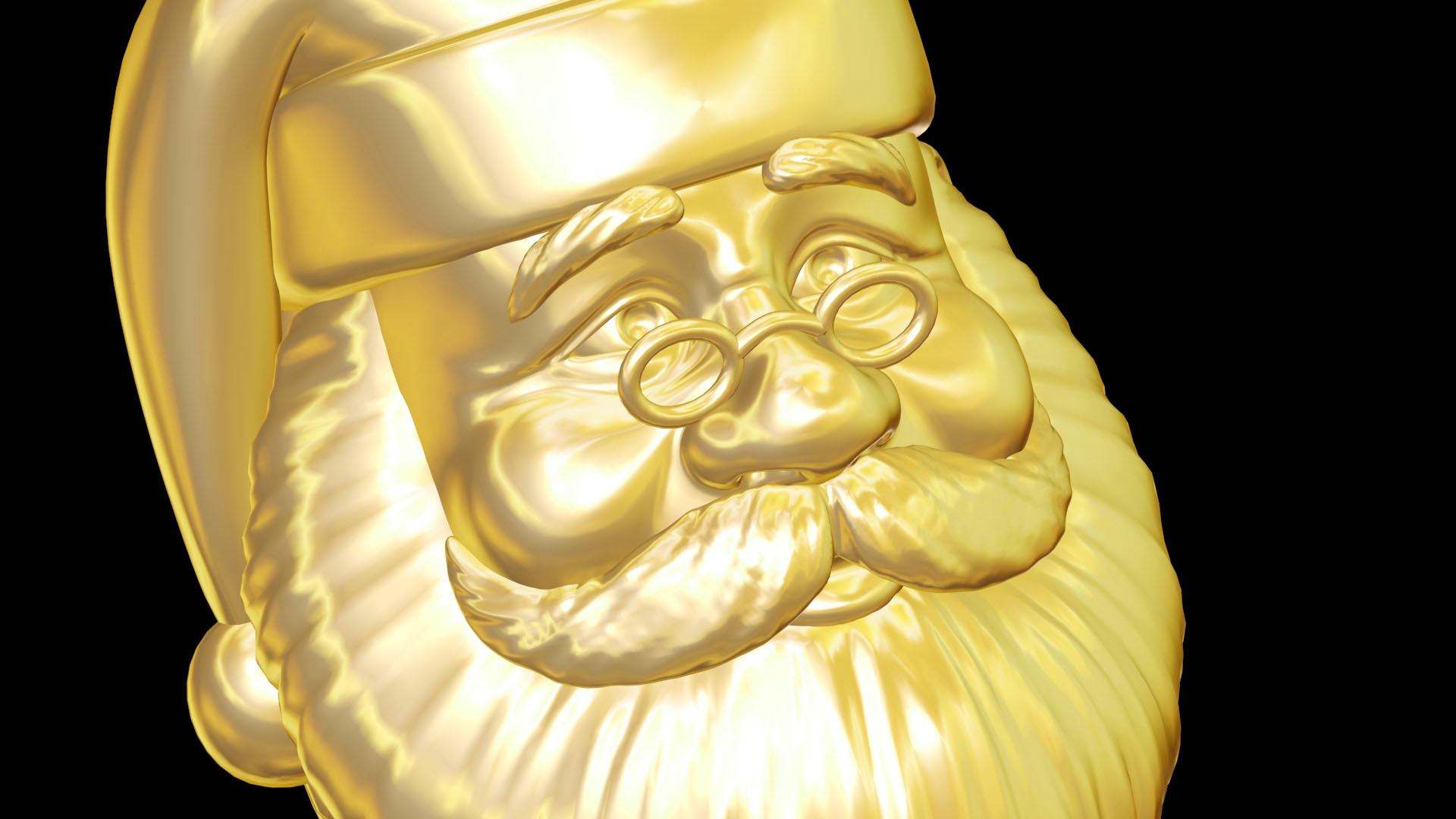 Santa Claus head pendant jewelry gold necklace medallion 3D print model