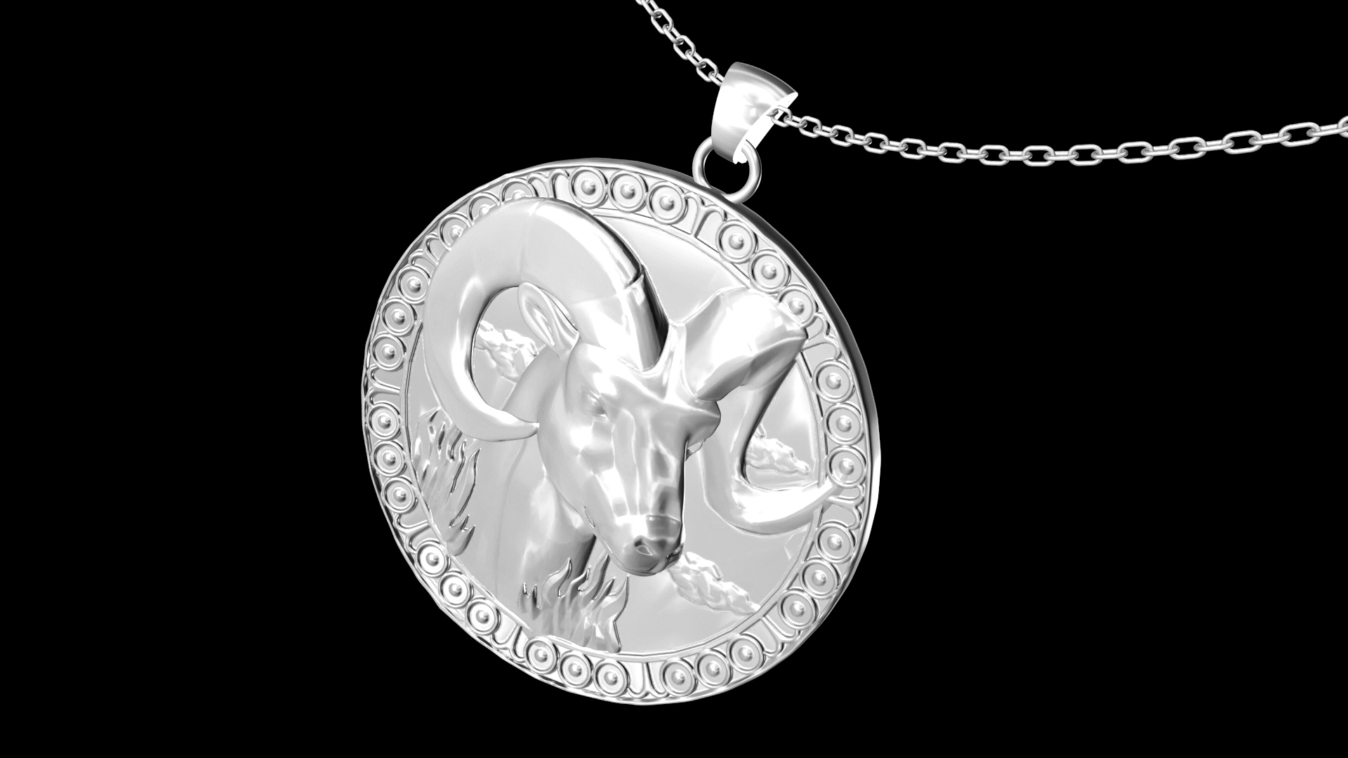 Sheep Head pendant jewelry gold necklace medallion 3D print model