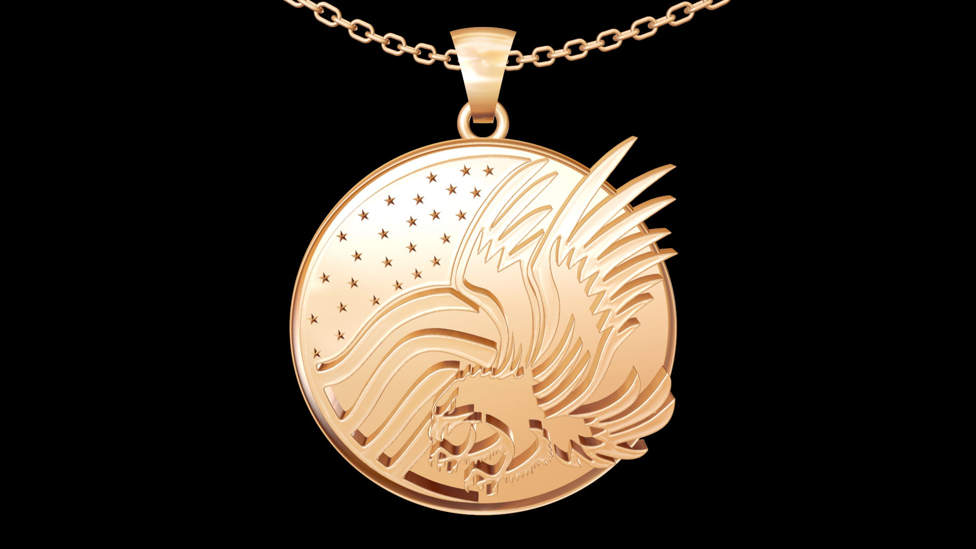 American Eagle Flag pendant jewelry gold necklace medallion 3D print model