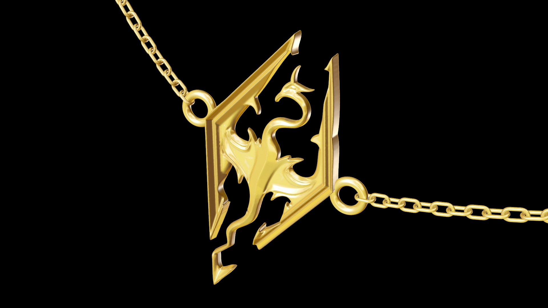 Pendant Dragon jewelry gold necklace medallion 3D print model