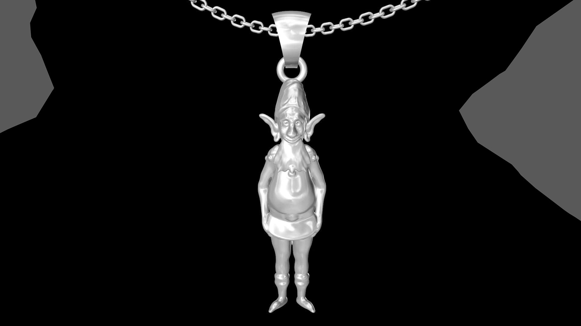 Christmas Elf old man pendant jewelry gold necklace medallion 3D print model
