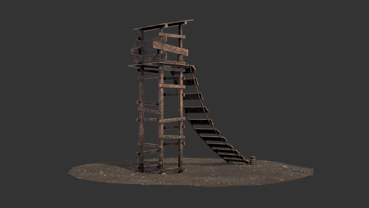 Low poly Wooden ladder tower