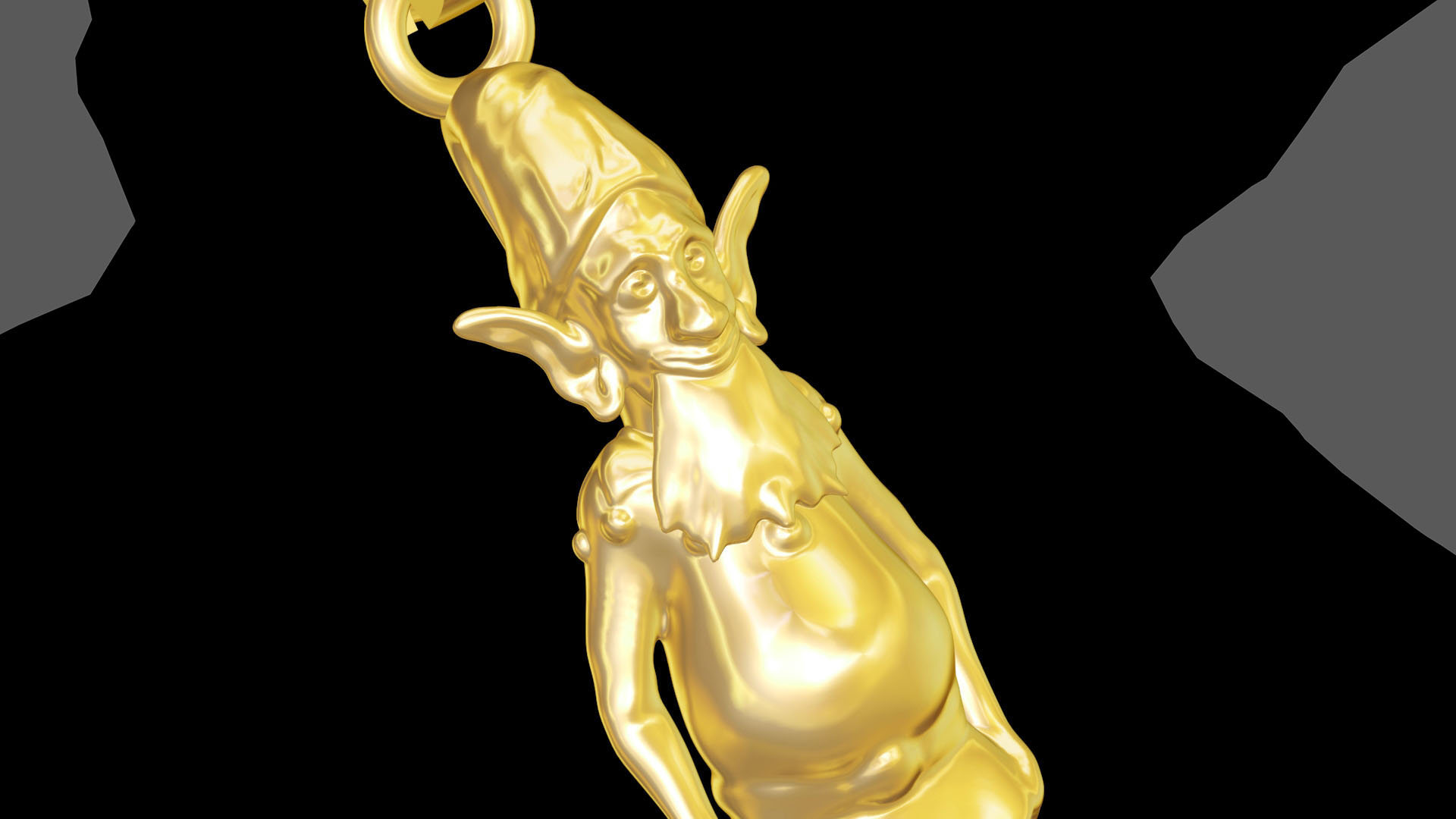 Christmas Elf old man pendant jewelry gold necklace medallion 3D print model