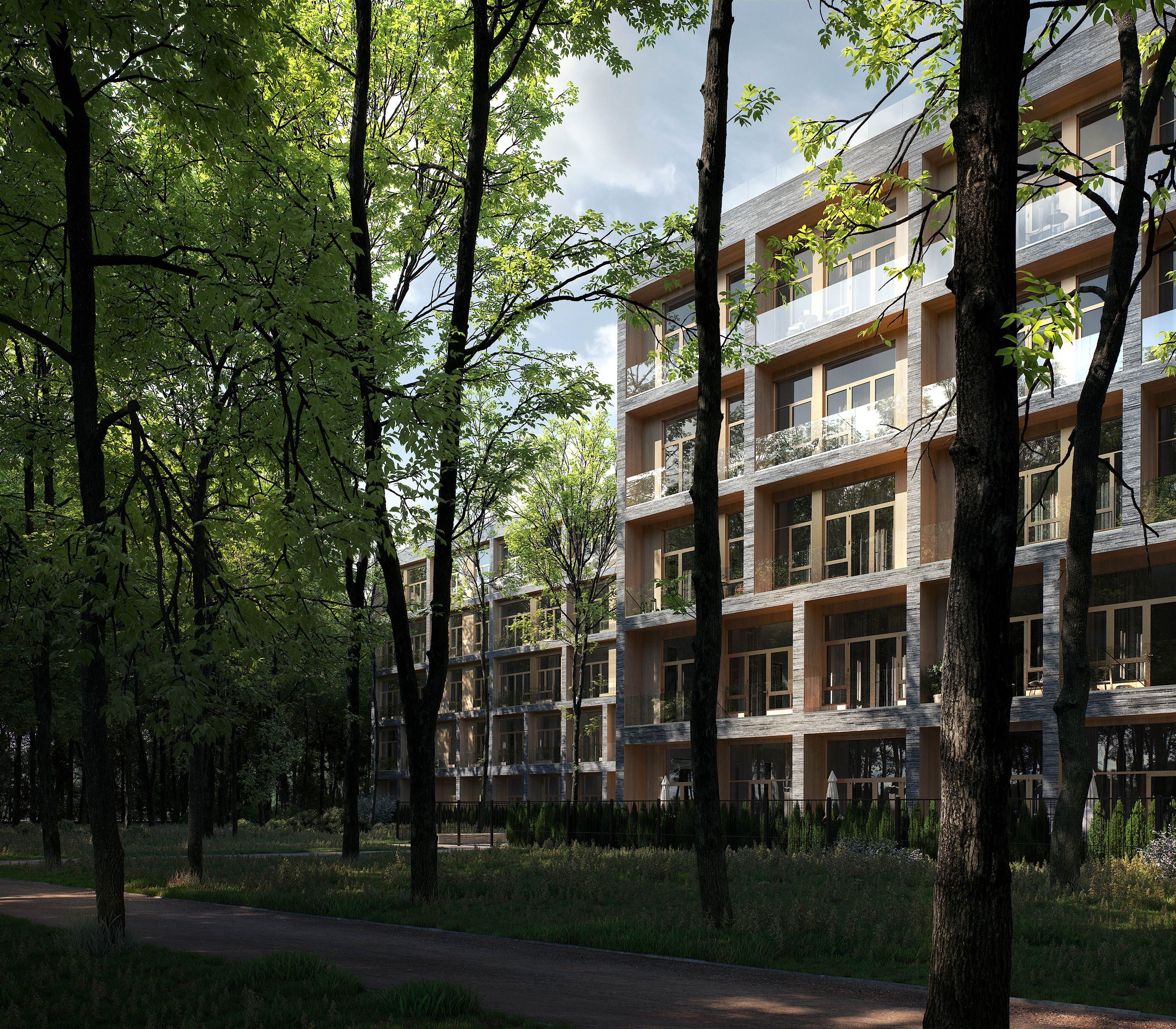 Dosflota10. Architectural visualization of the residential complex.