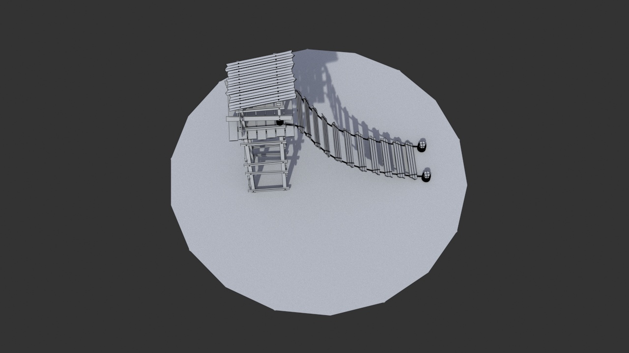 Low poly Wooden ladder tower