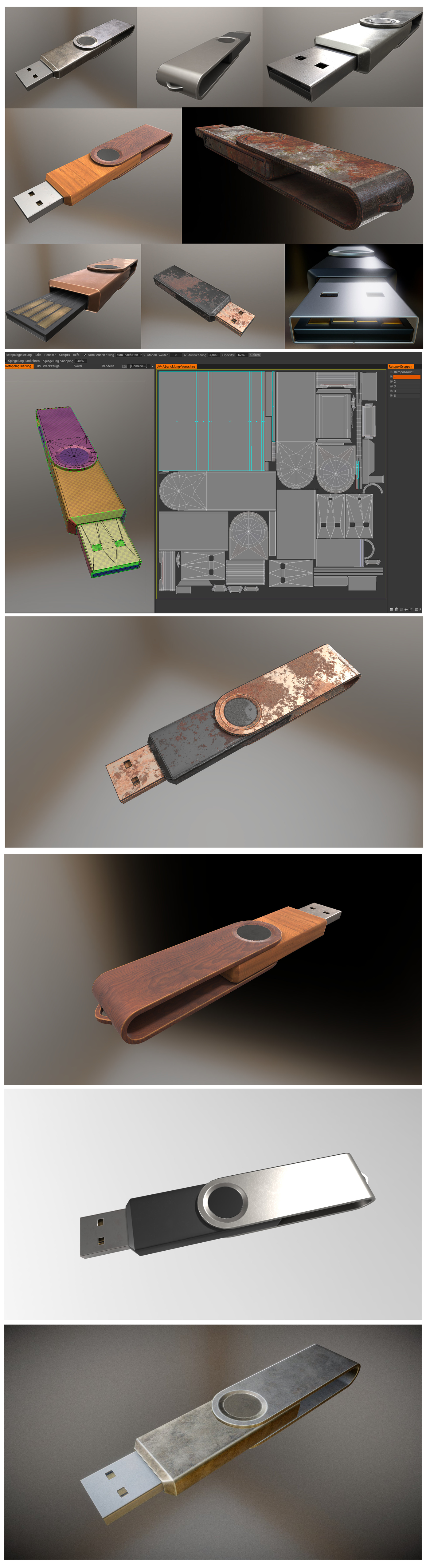 USB-Stick High and Low Poly in Different Versions