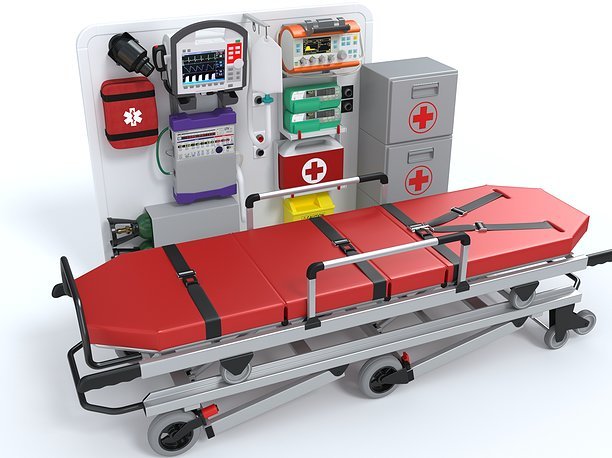 3D model Ambulance Equipment with Stretcher 2