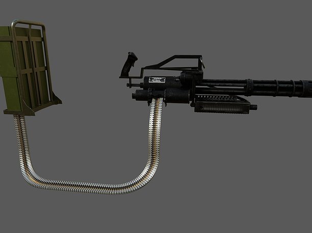3D model MINIGUN M134 with ammunition backpack