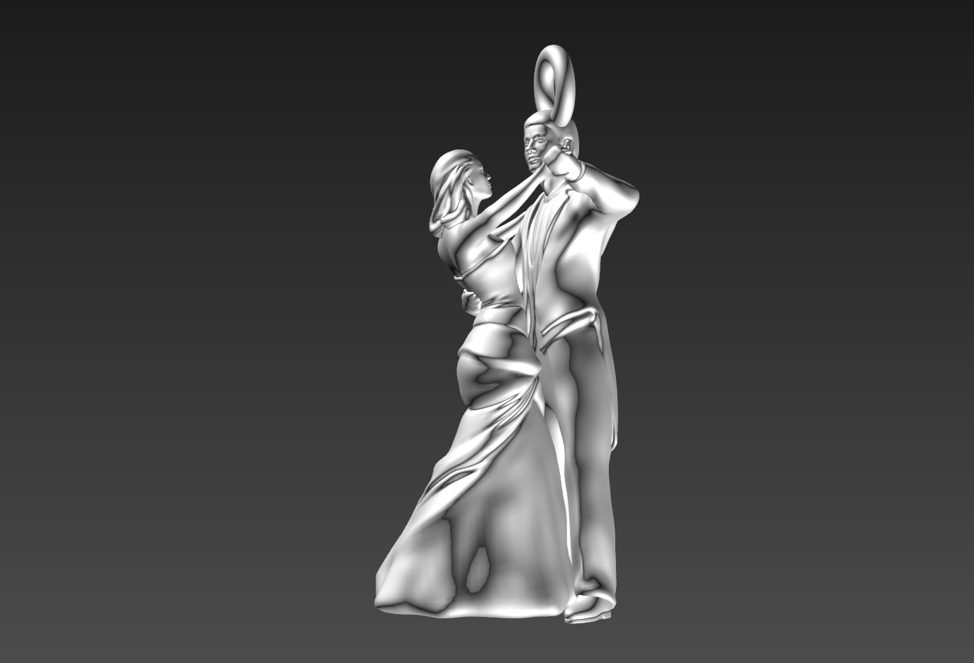 Couple Dancing Statue Sculpture pendant jewelry gold 3D print model