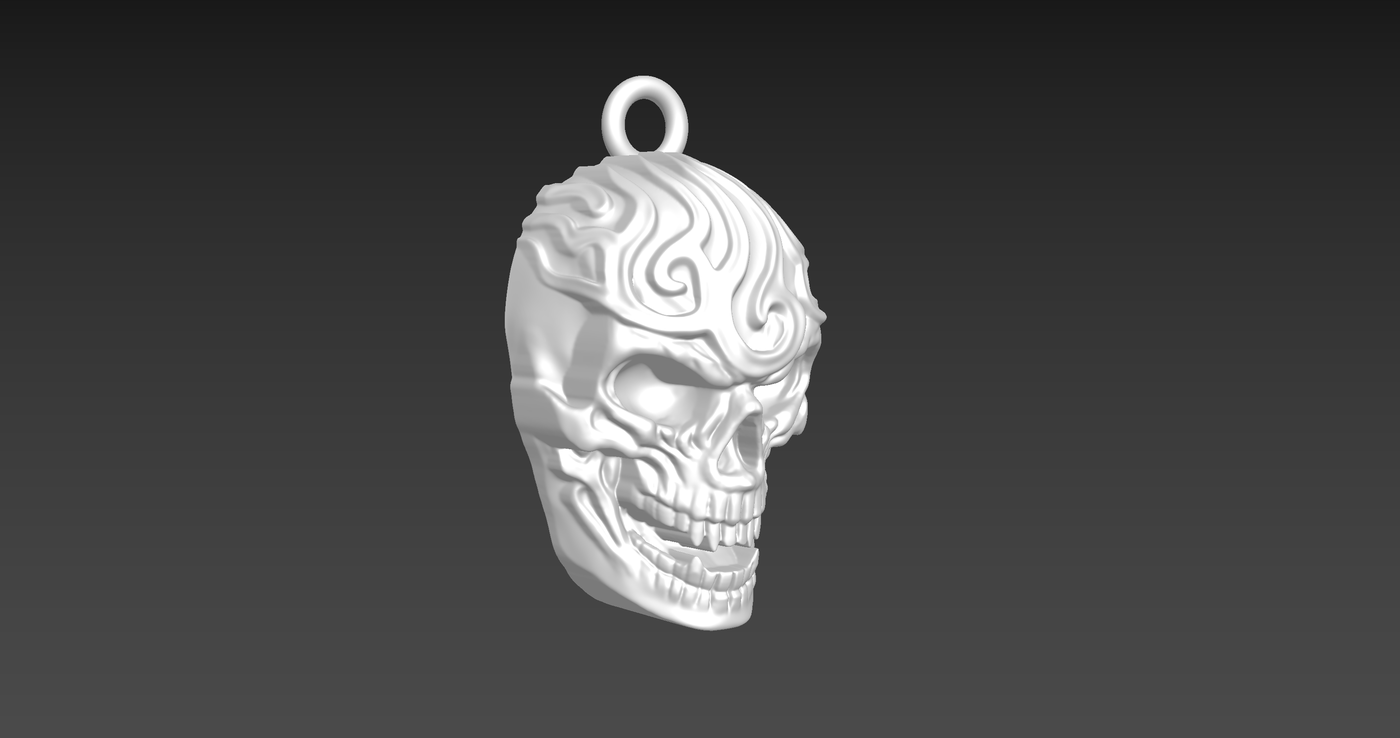 Artistic Skull Sculpture pendant jewelry gold necklace medallion 3D print model