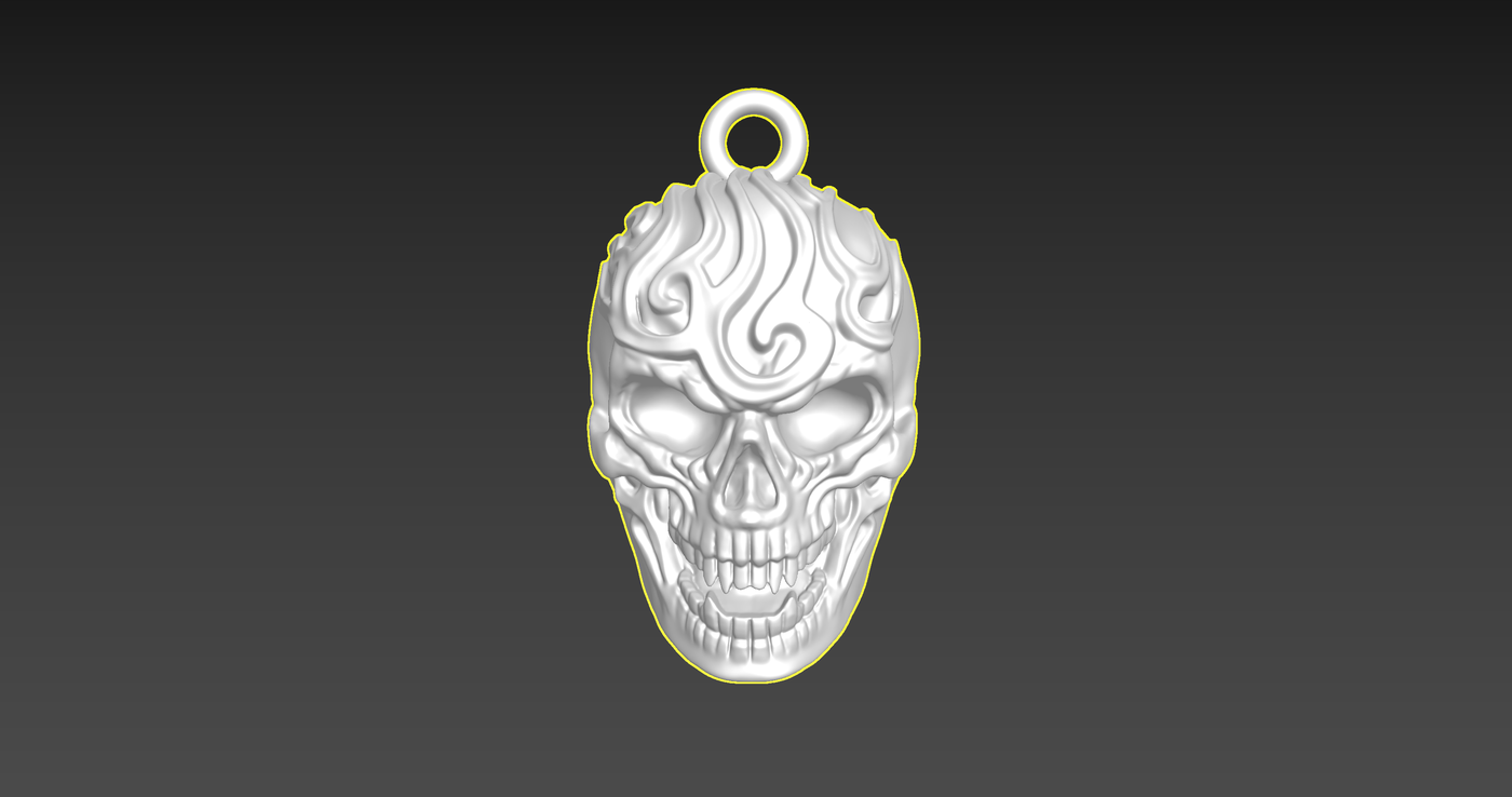 Artistic Skull Sculpture pendant jewelry gold necklace medallion 3D print model
