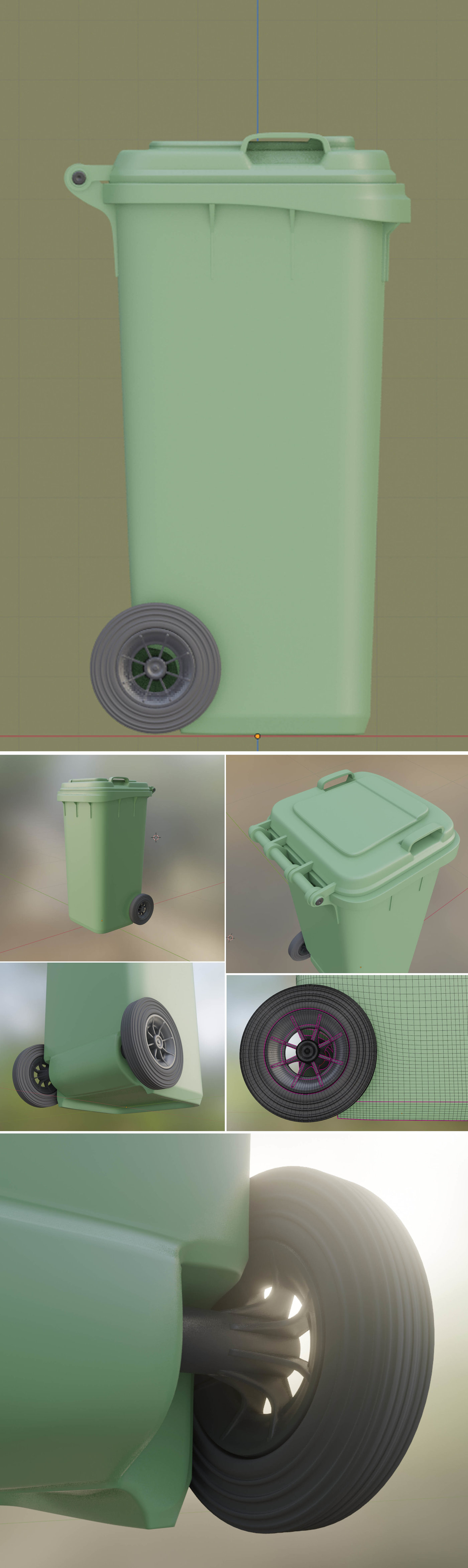 Wheeled-Garbage-Can 120L High-Poly