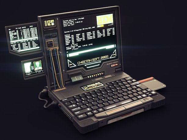 3D asset Lowpoly Game Ready Cyberpunk Laptop