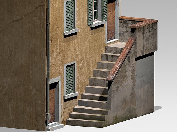 3 storey Italian residential building 3D asset